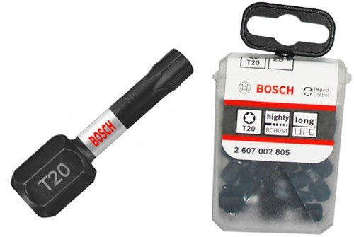 Bosch tilbehør skruetrækker bit | tic tac boks | 25x slag t20 25mm - 2607002805