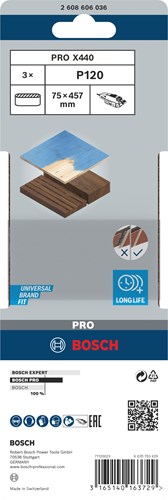 Bosch tilbehør slibebånd redwood | 75x457mm | k120 | 3 stk | 2608606036 - 2608606036