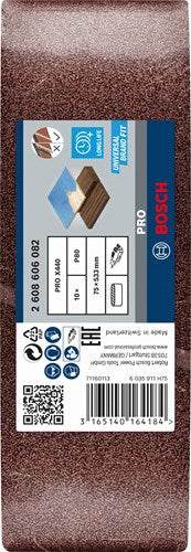 Bosch tilbehør slibebånd redwood | 75 x 533 mm | k80 | pr 10 | 2608606082 - 2608606082