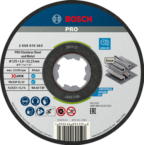 Bosch tilbehør slibeskive x-lock sphinox 10x125x1,6 mm - 2608619364