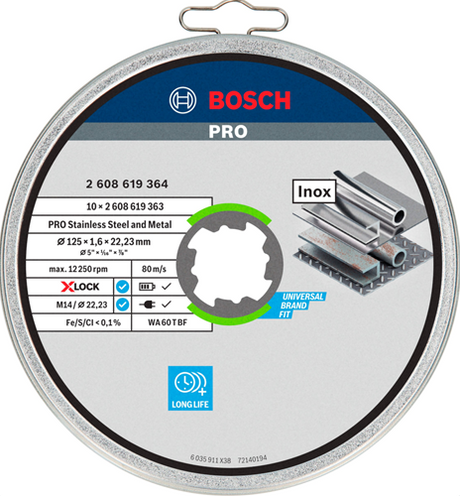Bosch tilbehør slibeskive x-lock sphinox 10x125x1,6 mm - 2608619364