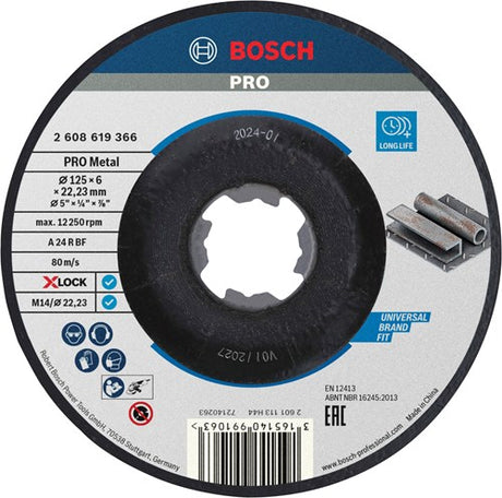 Bosch tilbehør x-lock slibeskive | sfm | 125x6mm | akselhul 22,23 | 1 stk - 2608619366