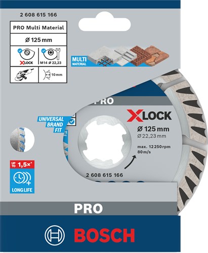 Bosch tilbehør x-lock diamantskive standard til universal 125 x 22,23 x 2,0 x 10 mm - 1 stk. - 2608615166