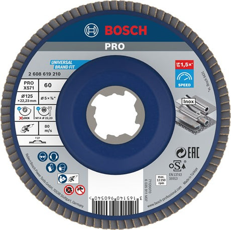 Bosch tilbehør x-lock klapskive bedst til metal lige, plastik, ø125mm, g 60, x571 - 1 stk. - 2608619210