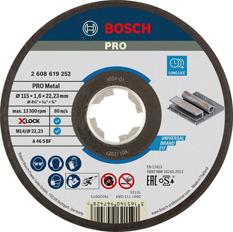 Bosch tilbehør x-lock slibeskive ekspert til metal 115x1,6x22,23 mm, lige - 1 stk. - 2608619252