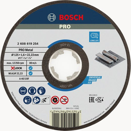 Bosch tilbehør x-lock slibeskive ekspert til metal 125x1,6x22,23 mm, lige - 1 stk. - 2608619254