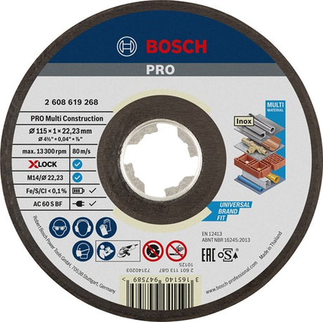 Bosch tilbehør x-lock slibeskive multikonstruktion 115x1x22,23mm, lige - 1 stk. - 2608619268