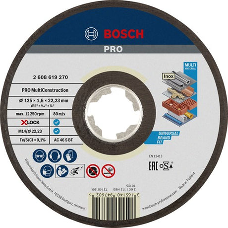 Bosch tilbehør x-lock slibeskive multikonstruktion 125x1,6x22,23 mm, lige - 1 stk. - 2608619270