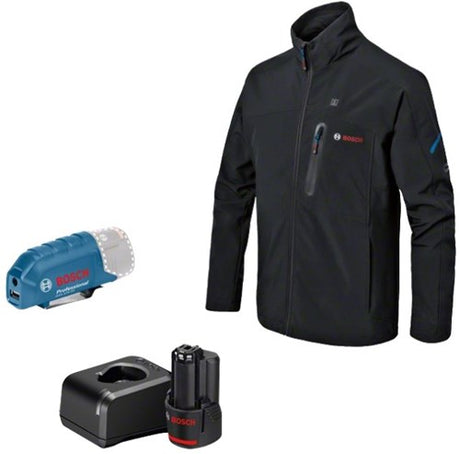 Bosch blå ghj 12 + 18v xa | opvarmet jakke 3xl | 1 x 2,0 ah batteri + oplader 06188000g2
