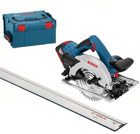 Bosch blå gks 18v-57 g professionel akku rundsav | 5.0ah li-ion | i l-boxx | med 1600 mm føringsskinne - 06016a2102