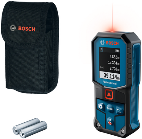 Bosch blå glm 40-31 laser afstandsmåler | 2 batterier 1,5v lr6 (aa) + opbevaringstaske - 0601075000