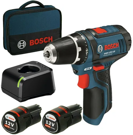 Bosch blå gsr 12v-15 akku boremaskine | 12v 2.0ah li-ion - 060186810f