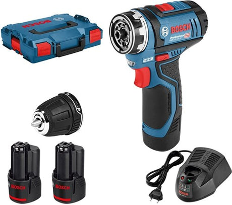 Bosch akku-boremaskine GSR 12V-15 FC (2x 2,0Ah + Gal 1230 CV + GFA 12-B)