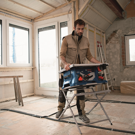 Bosch blå gts 18v-216 | akku bordsav | biturbo | krop | uden batteriladere | med arbejdsbord - 0601b44002
