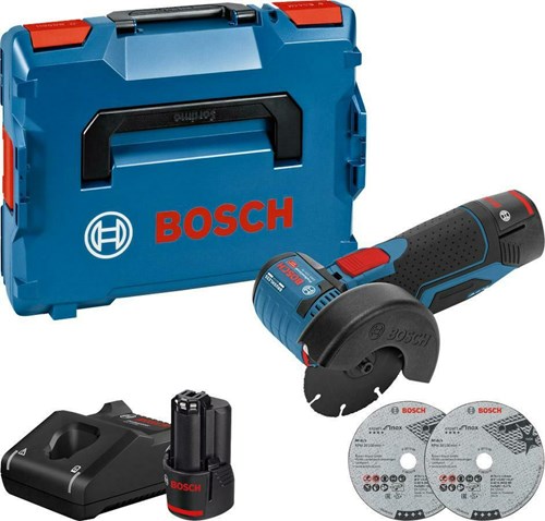 Bosch blå gws 12v-76 professionel akku vinkelsliber | 3.0ah batterier i l-boxx - 06019f200b