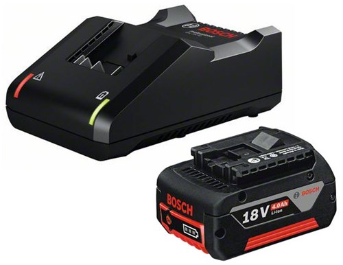 Bosch blå startsæt 18v basic med 1 batteri 18v 4.0ah + oplader gal 18 v-40 - 1600a01b9y