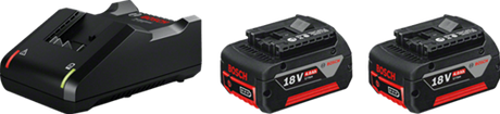 Bosch blå startsæt 18v med 2 batterier 18v 4.0ah + oplader gal 18 v-40 - 1600a019s0