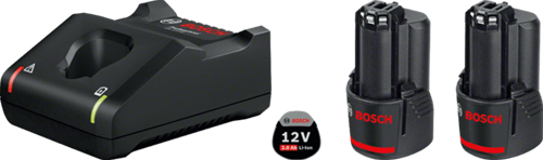 Bosch blå bosch professionelt startsæt 2x gba 12v batteri 2.0ah + hurtigoplader gal 12v-40 - 1600a019r8