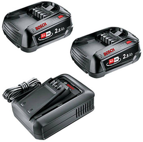 Bosch grøn 1600a031t5 18v li-ion batteri startsæt (2x 2,5ah) + oplader allerede 18v-44