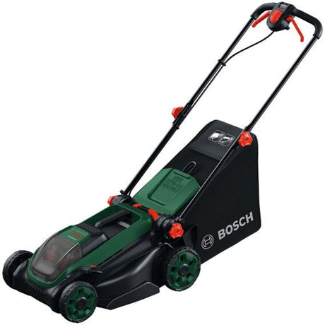 Bosch grøn batteriklipper rotak 18v2-38 | inkl. 2 x 18 v li-ion batteri (4,0 ah) + 2 x 18v-88 oplader + mulch stik - 06008b9m00