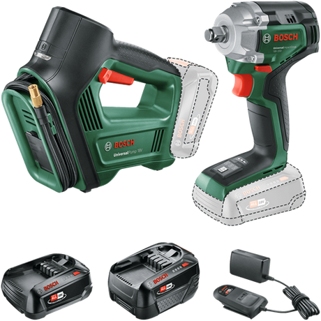 Imp bosch grøn batteri værktøjssæt combipack universalactdrive 18v-350 + universalpumpe 18v | inkl. 1x PBA 18V 2,0 Ah, 1x PBA 18V 4,0 Ah - 0615a5009c