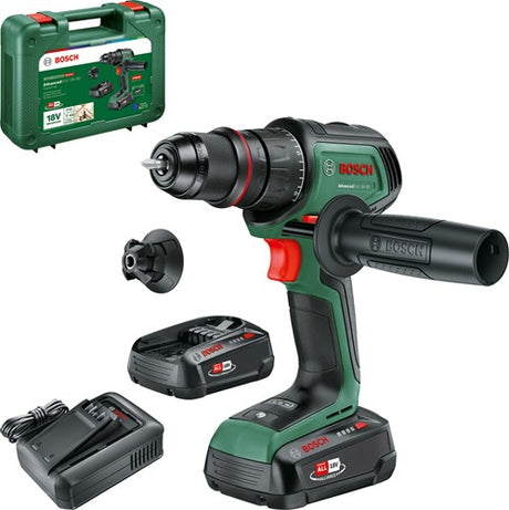 Bosch green advanceddrill 18v-80 quicksnap akku boremaskine | 45-min. oplader (allerede 18v-44) og 2x 18v li-ion batterier (2,5 ah)) - 06039e2002