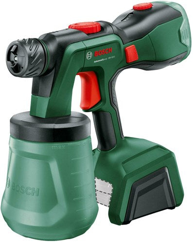 Bosch advancedspray 18v-500 - malersprøjte - inklusive rensebørste - målebæger - malingsbeholder med låg - fin sprøjtedyse - ekskl. batteri og oplader