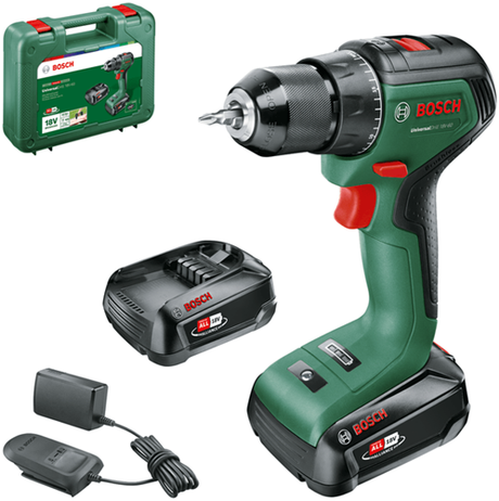 Bosch groen universaldrill 18v-60 | accuschroefboormachine met twee standen | 2 x 2.0 ah accu + lader 06039d7002