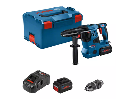 Bosch blå gbh 18v-28 cf | akku hammerboremaskine 18v sds-plus 3.3j i l-boxx 238 (2x 8.0ah procore batteri + oplader) - 0611921002