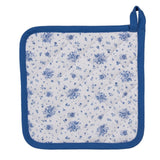 Clayre eef grydelapper roser hvid blå 20x20cm bomuld
