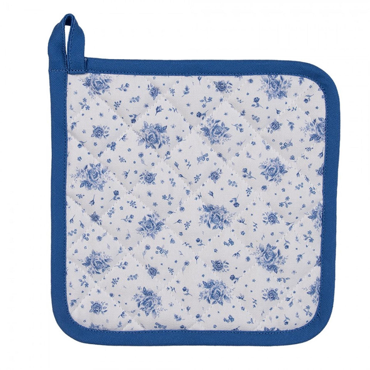 Clayre eef grydelapper roser hvid blå 20x20cm bomuld