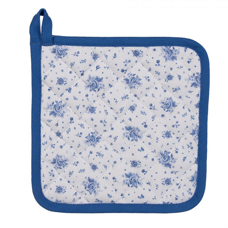 Clayre eef grydelapper roser hvid blå 20x20cm bomuld