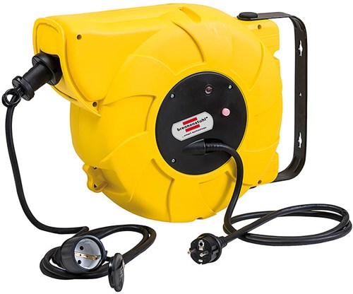 Brennerstuhl kabelopruller automatisk ip44 automatisk kabelopruller til udendørs (9+2m kabel, til væg- og loftmontering, ip44) gul