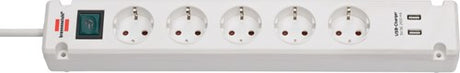Brennerstuhl Bremounta stikliste 5-vejs med 2 USB-opladningsstik (USB-stik med kontakt og 3 m kabel) - 1150660325