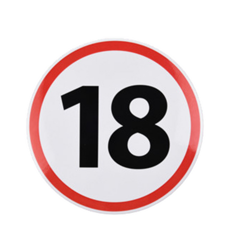 Button verkeersbord 18 jaar ø15cm