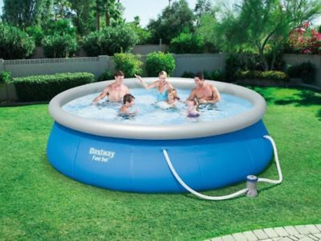 Bestway fastset swimmingpool 457x84cm + pumpe 12 volt