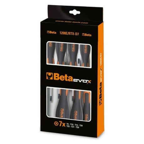 Beta 7-delt sæt skruetrækkerværktøjer til skruer med manipulationssikret Torx®-profil<br>