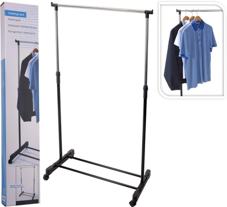 Opbevaringsløsninger Opbevaringsløsninger Tøjstativ med hjul Single Rang 80x42x (90-165) cm