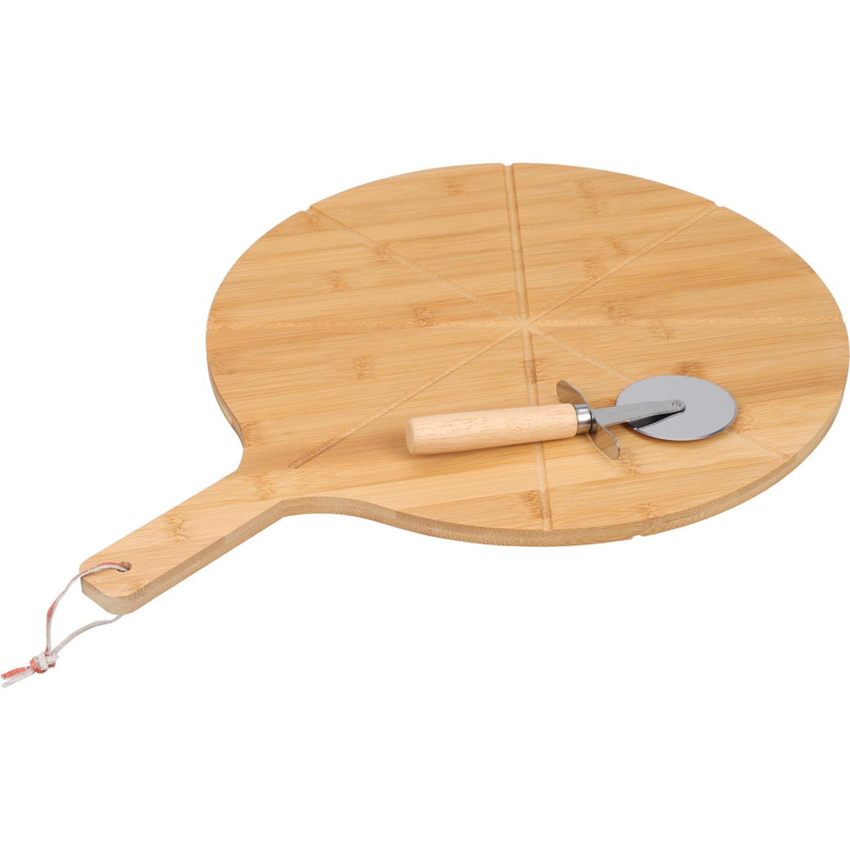 Excellent houseware pizza set 2-delig bamboe snijplank + pizzasnijder