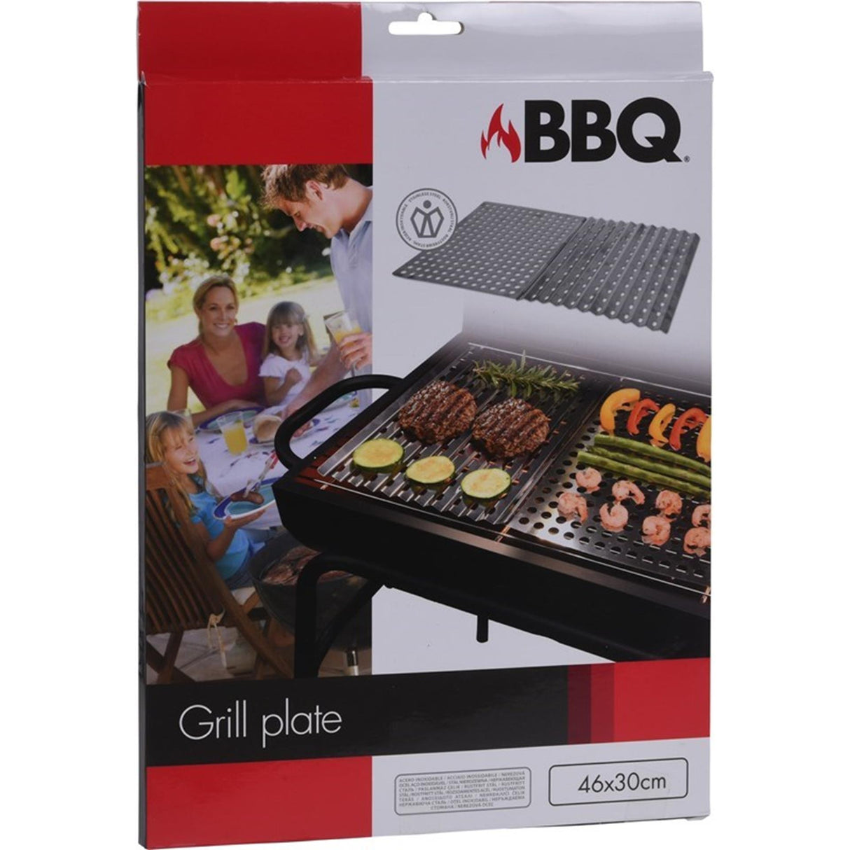 Bbq barbecue grill plaat 2 delig rvs 46x30cm