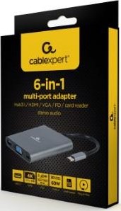 Enzo cablexpert USB-C 6-i-1 multiadapter USB-C dock 6-vejs - 9530506