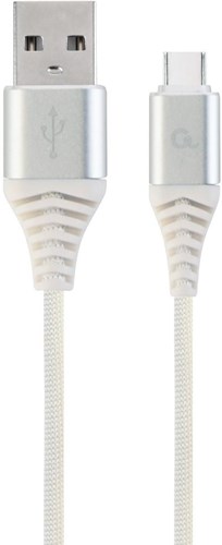 Enzo cablexpert USB-C ladekabel 2m flettet sølv - hvid - 9530146