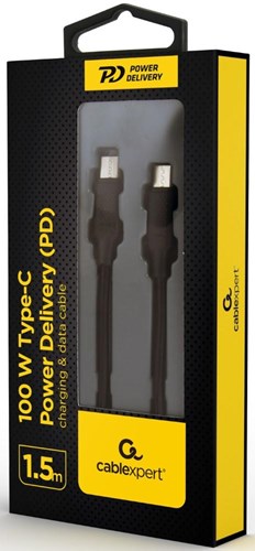 Enzo cablexpert usb-c - usb-c ladekabel | 1,5m | sort | max 100w - 9530165