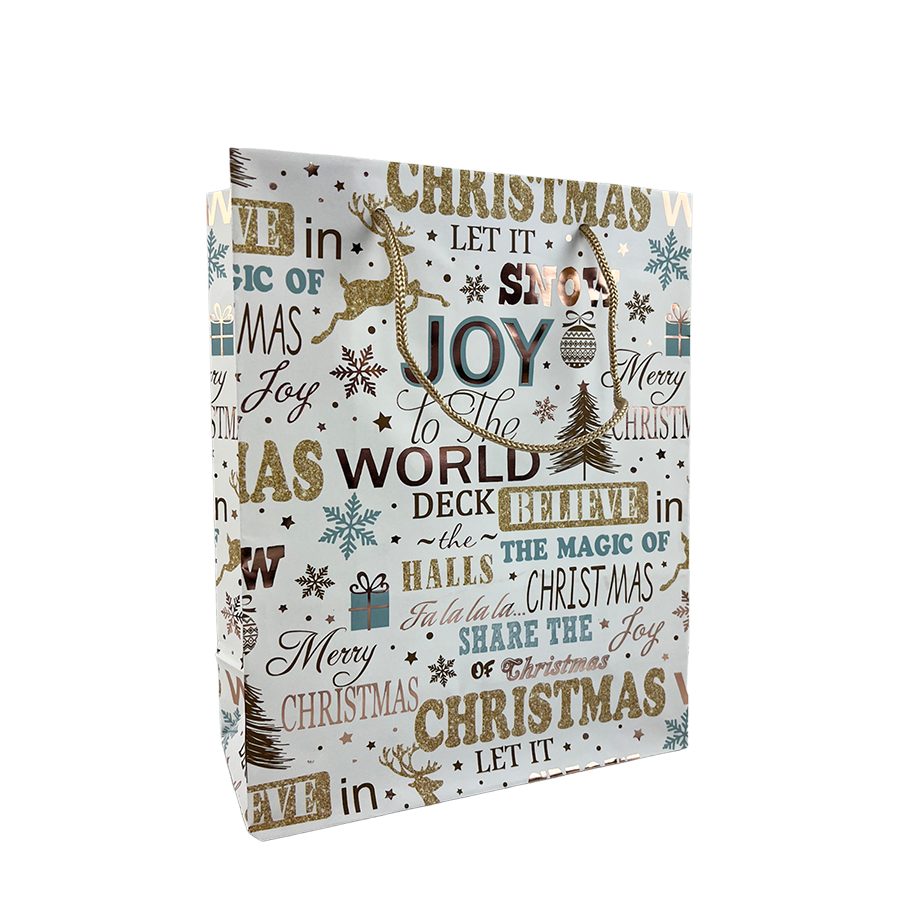 Cadeautas kerst wit 18x8x23cm