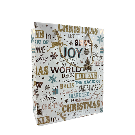 Cadeautas kerst wit 18x8x23cm