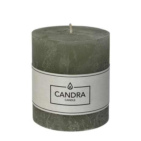 Candra rustieke stompkaars saliegroen 80 68mm