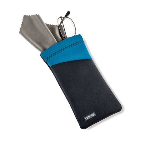Carson Neoprene Glasses Case med mikrofiber klud - grå blå