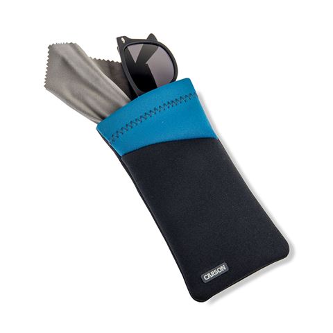 Carson Neoprene Glasses Case med mikrofiber klud - grå blå