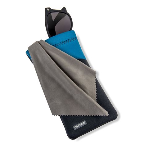 Carson Neoprene Glasses Case med mikrofiber klud - grå blå