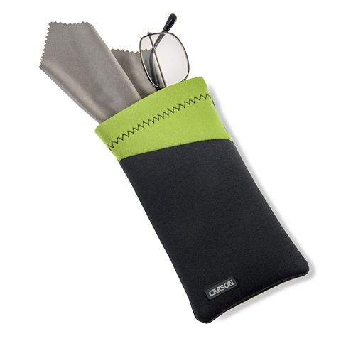 Carson Neoprene Glasses Case med mikrofiber klud - grå grøn